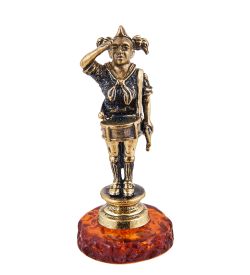 Народные промыслы AM-3701 Фигурка «Девушка пионер» (латунь, янтарь)