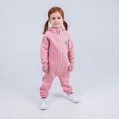 Warm hooded jumpsuit with flap - Peach