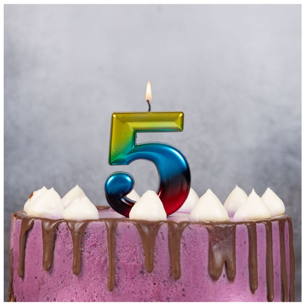 Свечи-цифры Радуга 8 см