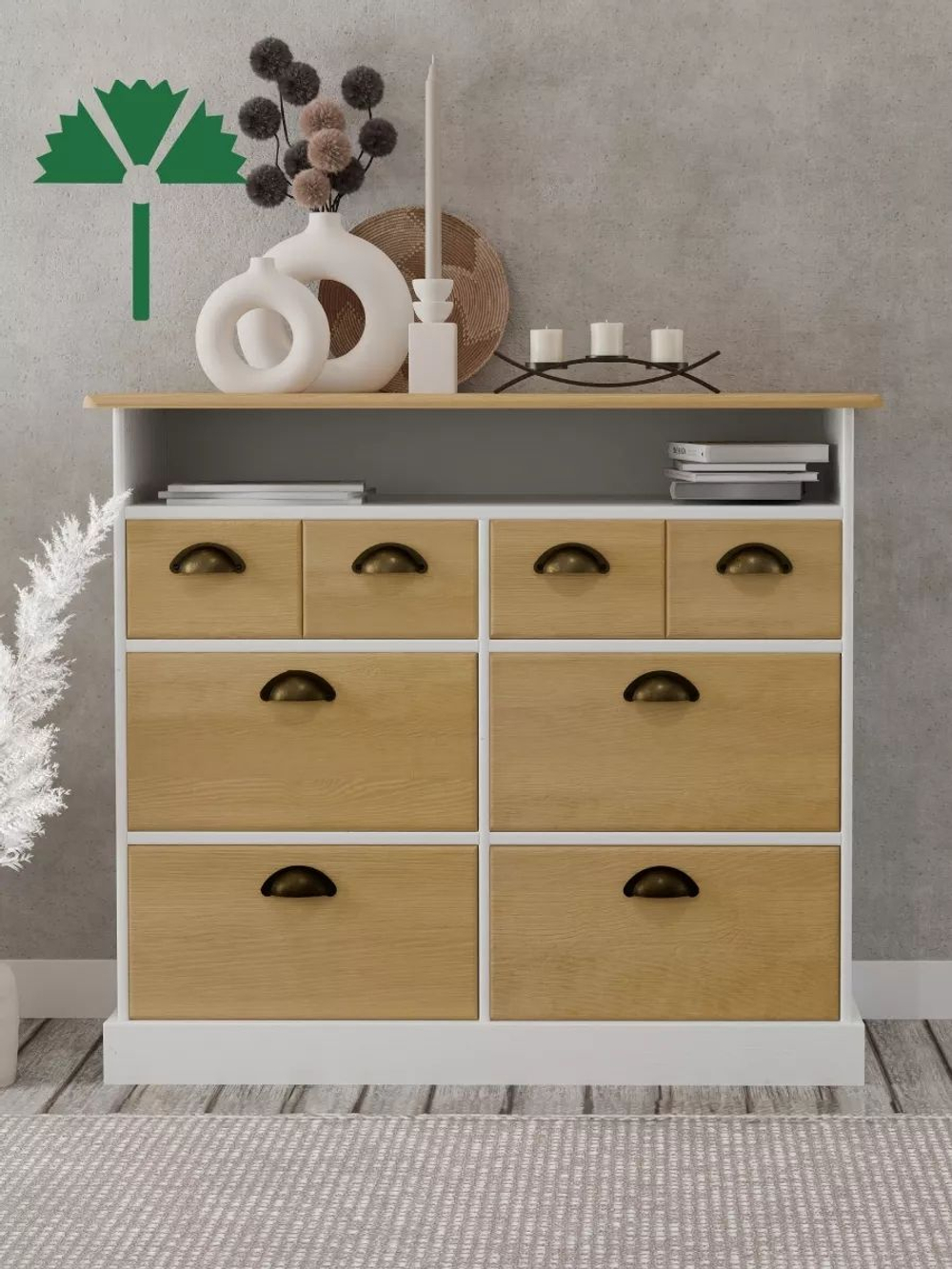 Комод, 95х38х84, Тэа, с ящиками, для одежды и игрушек, деревянный, белый, Dipriz