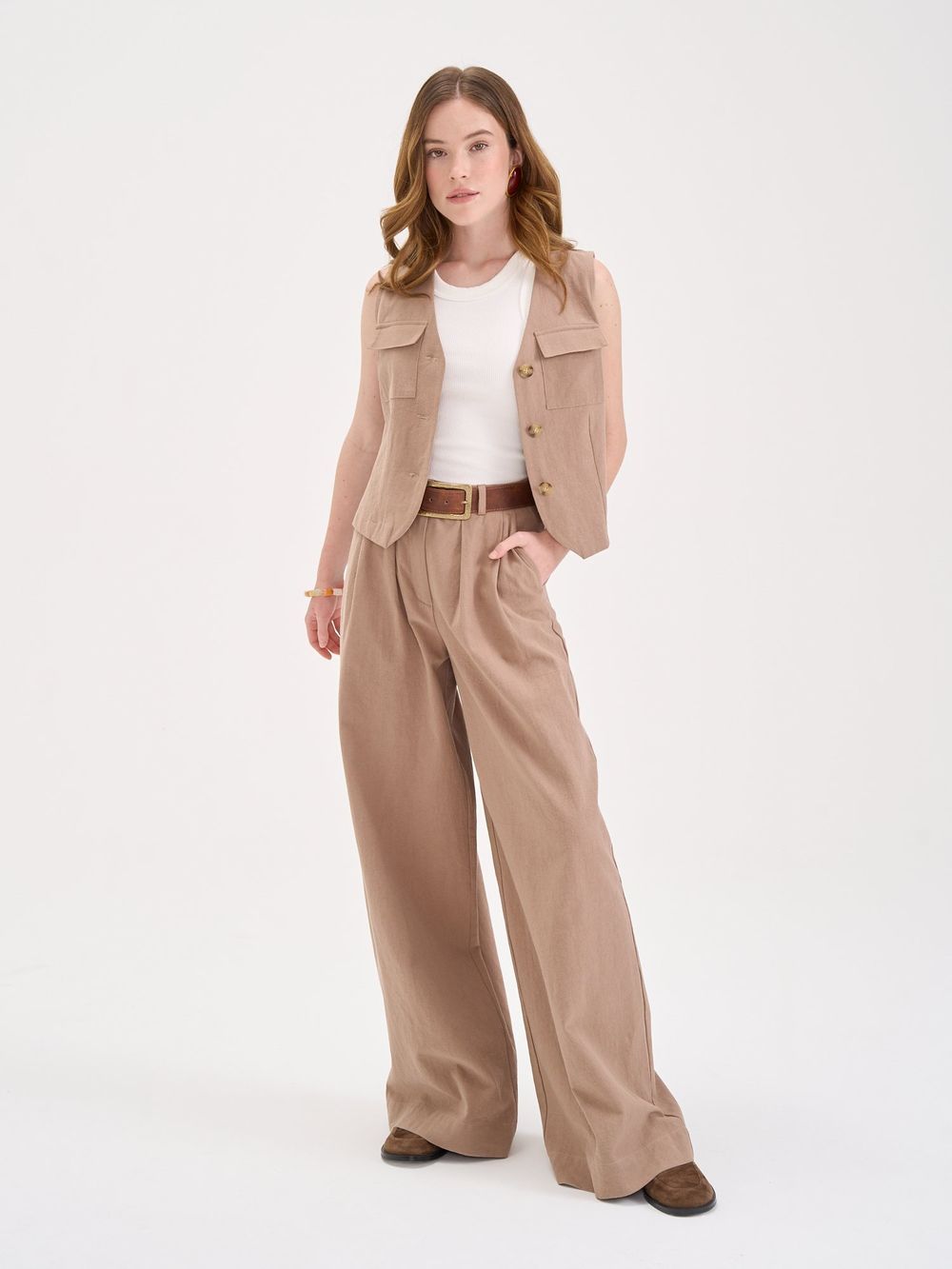 Костюм из льна и хлопка "Шоколад" женский