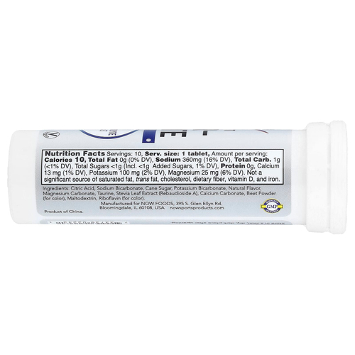 NOW Foods, Sports, Hydrate, шипучая смесь для здоровья, апельсин и клубника, 10 таблеток, 51 г (1,8 унции)