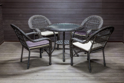 Садовый комплект из искусственного ротанга Мэдисон НЬЮ (Medison NEW) стол круглый D90 + 4 кресла с подушками на сиденье