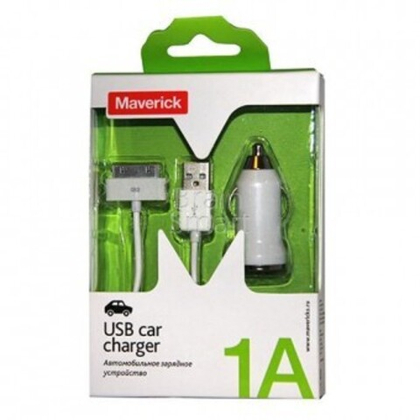 АЗУ с кабелем 30pin 1USB (iPhone4) 1A Maverick