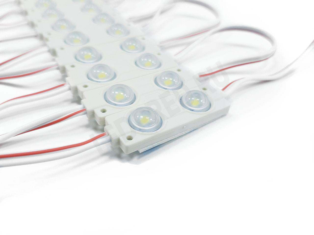 Светодиодный модуль с линзой SMD2835/2LED, 45х13х5мм, 0,72W, 90lm, 6500K Белый