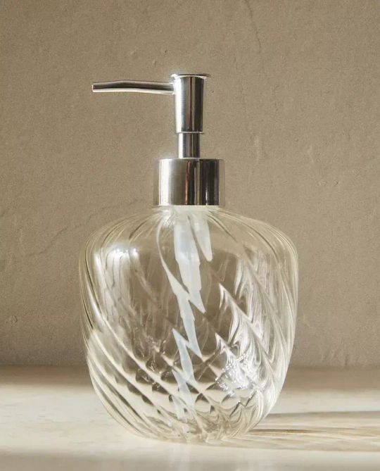 ZARA HOME ДОЗАТОР ДЛЯ МЫЛА С ВОЛНИСТЫМ УЗОРОМ, ПРОЗРАЧНЫЙ