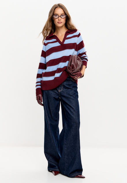 Свитер поло с V-образным вырезом