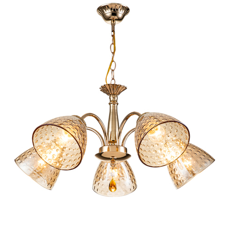 Подвесной светильник 5х40Вт E27, металл/стекло, золото