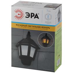 ERAFS08-36 ЭРА Фасадный светильник Фонарь,2 режима(огонь,холодный свет),на солн. бат.,40LED,7lm (12/