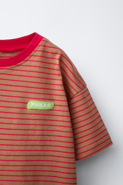 ZARA X PUKAS ФУТБОЛКА В ПОЛОСКУ PUKAS SURF, ЧЕРЕПИЧНЫЙ
