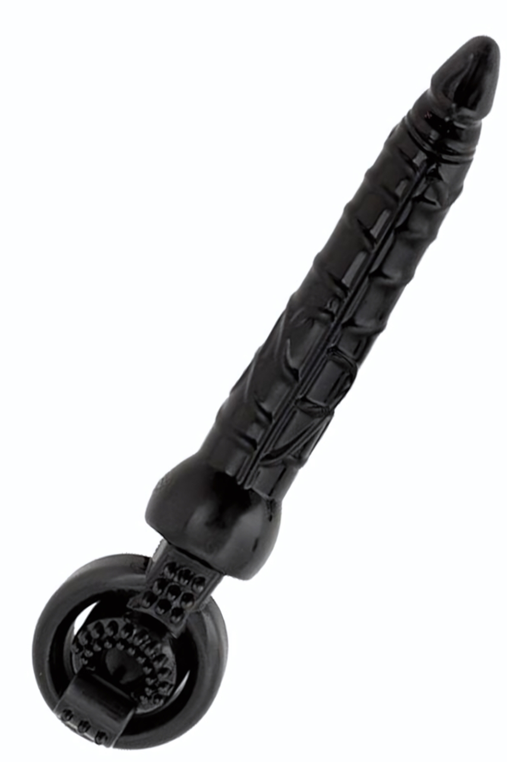 Черная вибронасадка Black&Red для двойного проникновения - 24 см. (Цвет: черный)