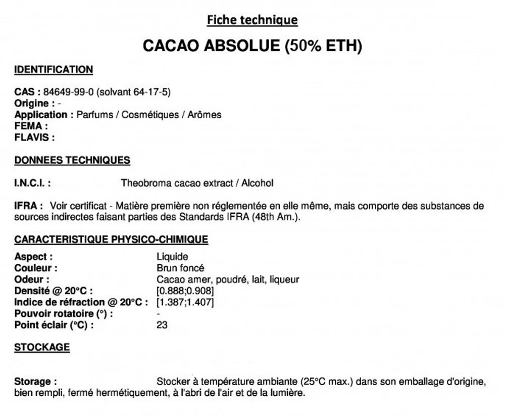 COCOA ABS 50% ALC / КАКАО абсолют CAS 84649-99-0