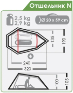 ЛЕГКАЯ ПАЛАТКА NORMAL ОТШЕЛЬНИК N