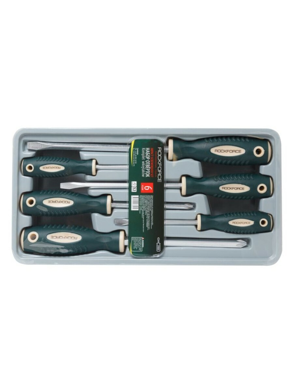 Набор отверток магнитных ''Profi''S2, 6пр. (PH:1x75, 2x100, 3x150мм, SL 5.5х100, 6.5х150, 8х175мм)в лотке RockForce##Rock FORCE RF-2068(New)
