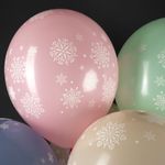 Шар (12''/30 см) Снежинки, Ассорти, пастель, 5 ст, 25 шт.