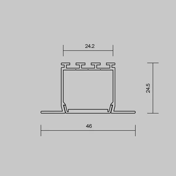 Алюминиевый профиль встраиваемый 46x25 мм (Серебро, 2 м), ALM-4625-S-2M 632001 Led Strip 632001