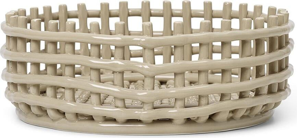 Корзина для сервировки Ferm Living Ceramic, круглая, керамика, 29 см, бежевая
