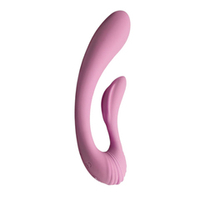 Розовый вибромассажер 18см с гибким клиторальным отростком Adrien Lastic G-Wave