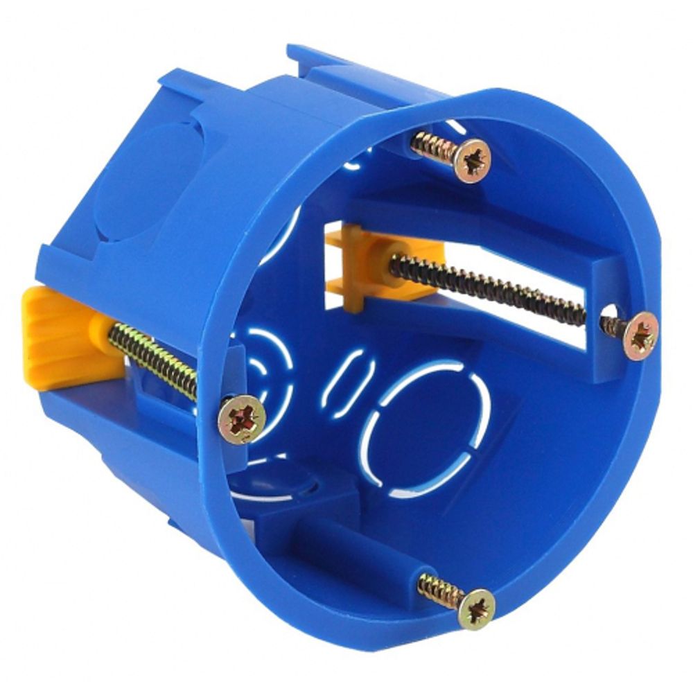 Коробка установочная ЭРА KUP-68-45-blue синяя 68х45мм для полых стен саморезы пластиковые лапки IP20 | Коробки установочные (подрозетники)