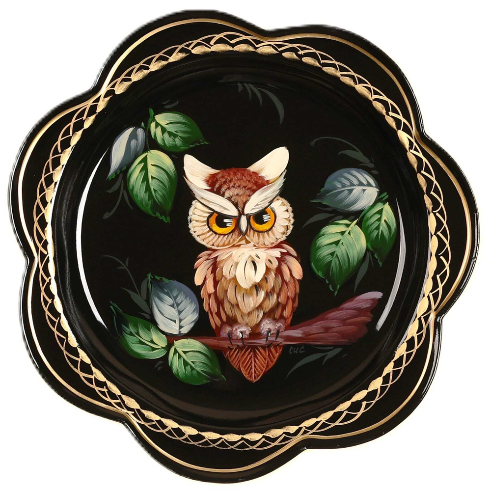 Жостовский поднос декоративный, размер 18 см (A1), металлический