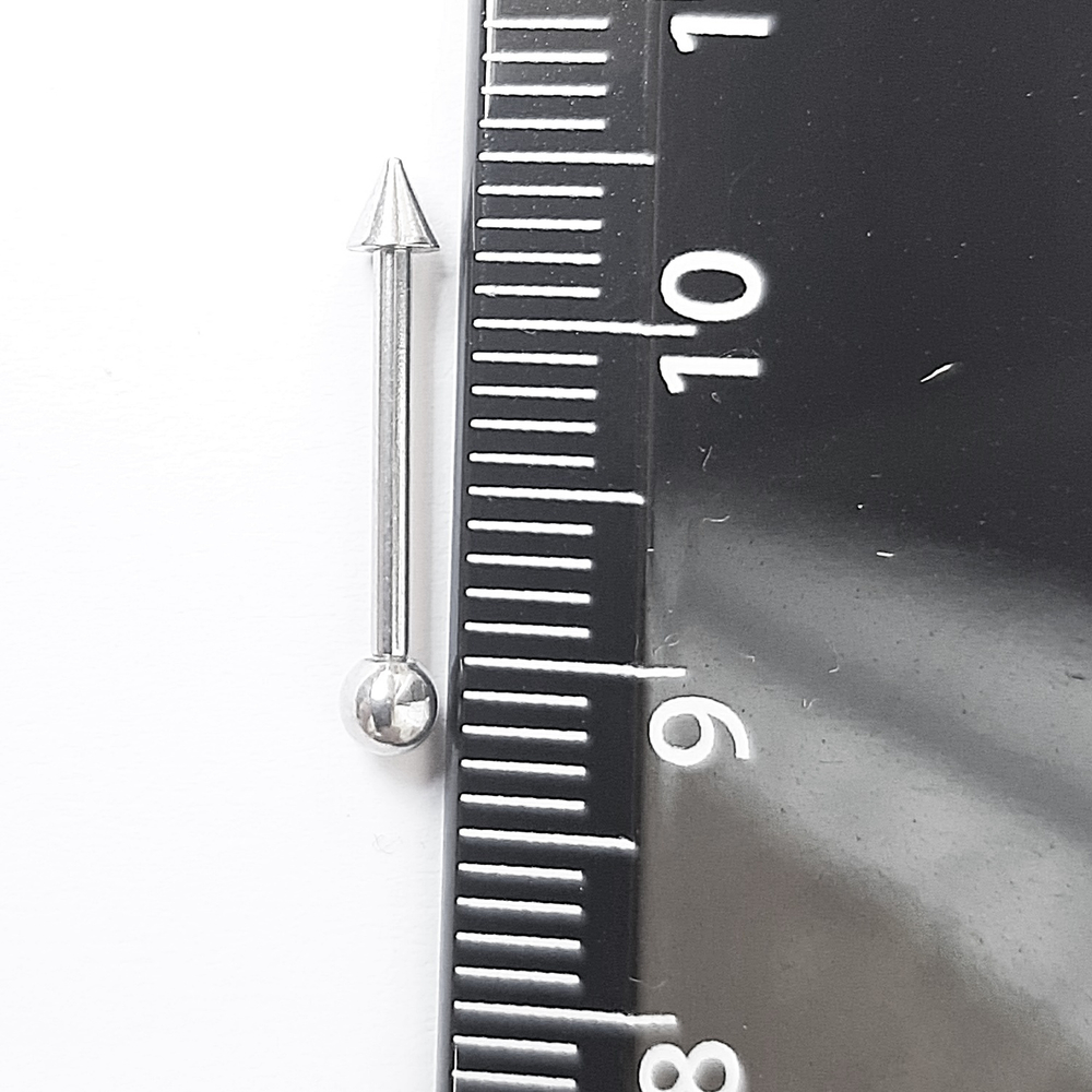 Штанга для пирсинга  длиной 12 мм, толщина 1.2 с шариком  и конусом 3 мм из медицинской стали
