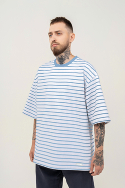 Футболка KUL'TURA OverSize "Basic" Полоска Голубой