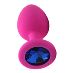 Средняя розовая пробка с синим кристаллом ONJOY Silicone Collection (Цвет: розовый с синим)