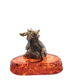Народные промыслы AM-2834 Фигурка «Бычок пухляш» (латунь, янтарь)