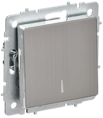 BRITE Выключатель 1-клавишный проходной с индикацией 10А ВС10-1-7-БрГН металл хром/никель IEK