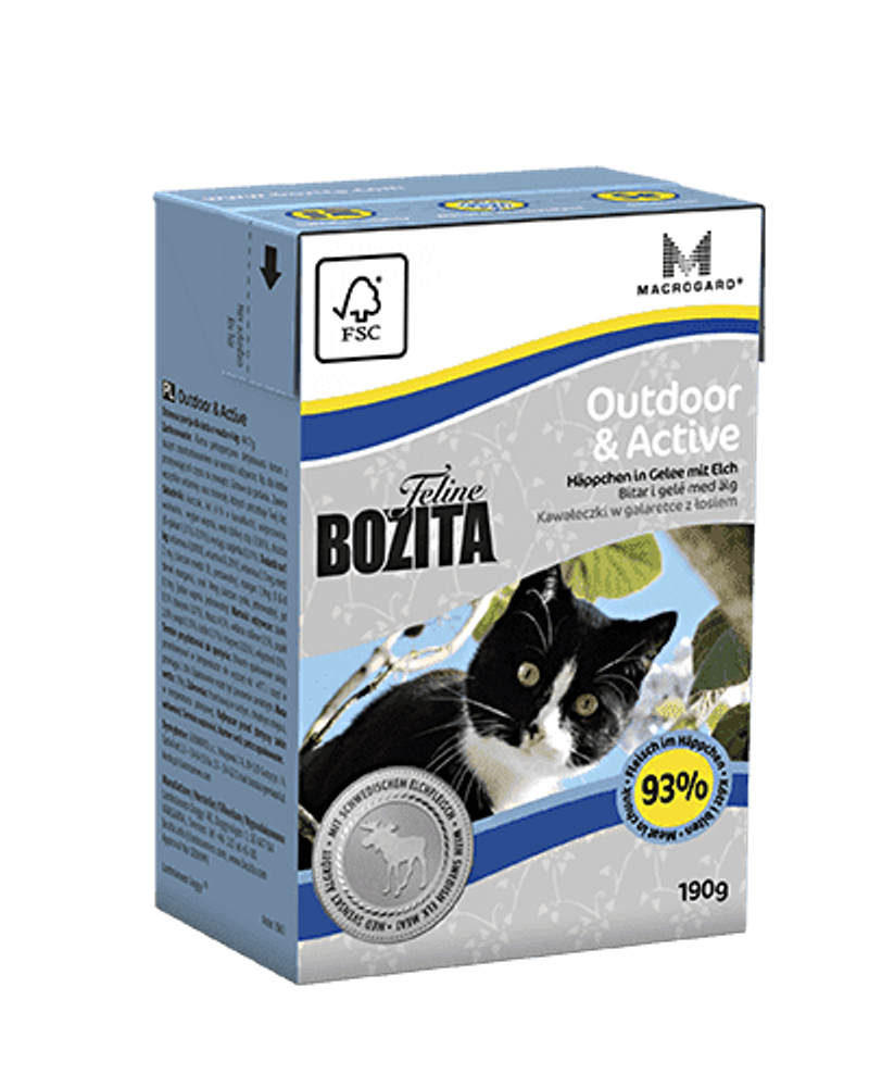 Bozita 190г. Кусочки в желе для Активных кошек с лосем (Outdoor&amp;Active)
