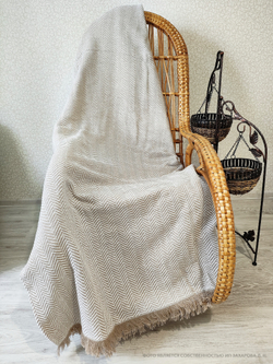 Плед вафельный 200х220, Елочка, Бежевый/Белый