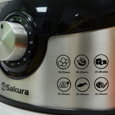 Пароварка 9л 800Вт SA-7215, нерж с черным