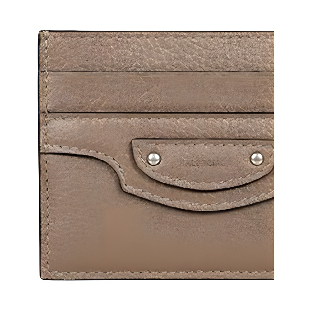 Balenciaga Grain Calfskin Card Holder, Crossbody Bag Unisex Brown