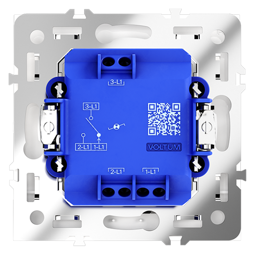 Проходной переключатель встраиваемый VOLTUM S70 одноклавишный с подсветкой 10А, (белый матовый)