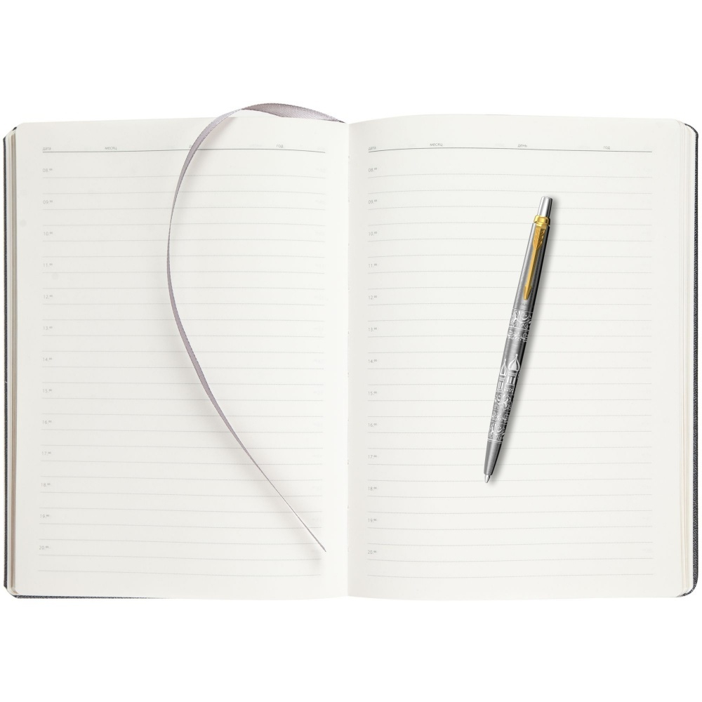 Подарочный набор: Шариковая ручка Parker Jotter Russia SE, цвет: St. Steel GT и Ежедневник  недатированный, коричневый