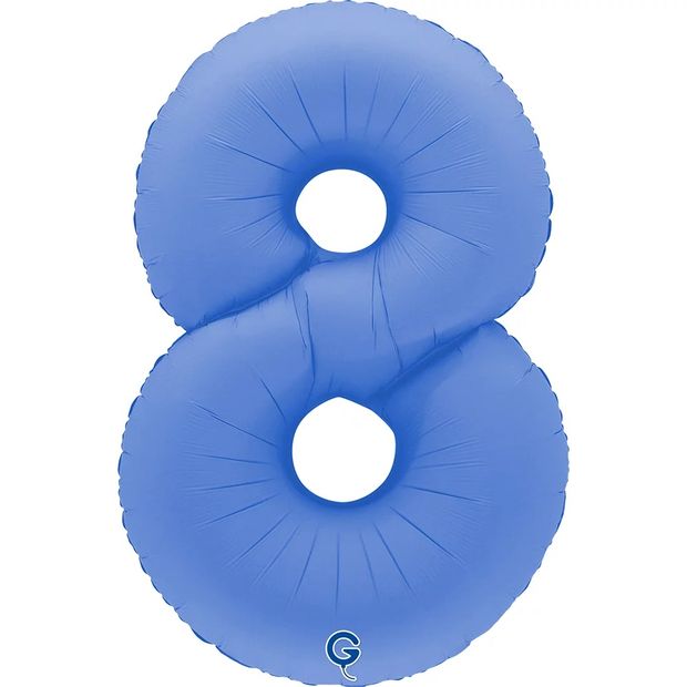 G Шар (40''/102 см) Цифра, 8, Голубой Лотос, Матовый (БГ-60)