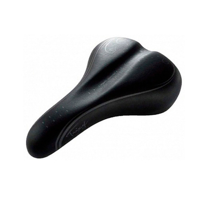 Седло 252x173мм, мужское комфорт, чёрное с отделкой белыми линиями.DDK-5633
