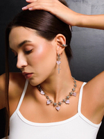 Моносерьга "Pink soul cross white" Silver