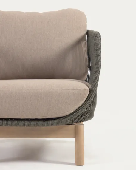 Трехместный уличный диван Catalina, зеленый корд, массив акации