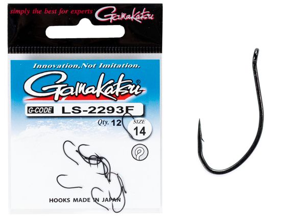 Крючки Gamakatsu LS-2293F NEW LABEL EYED HOOKS BLACK разм. 14 12шт.