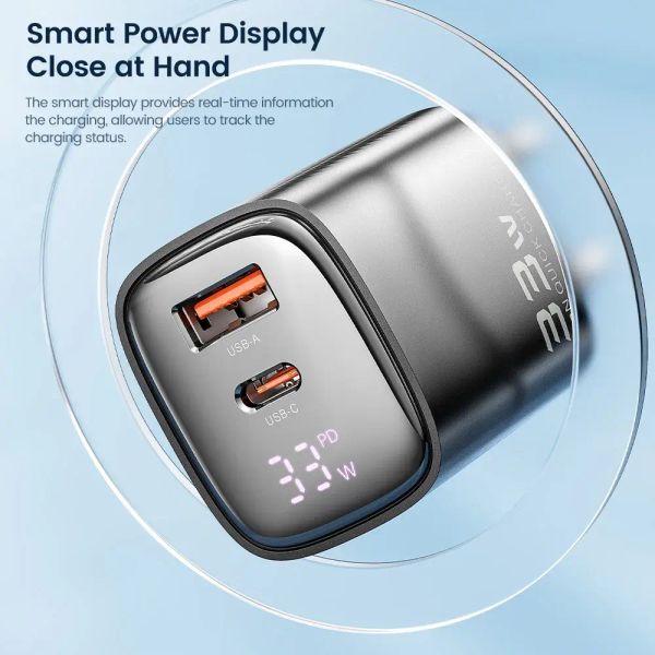 Адаптер питания Toocki 33Вт (Type-C + USB-A) Черный