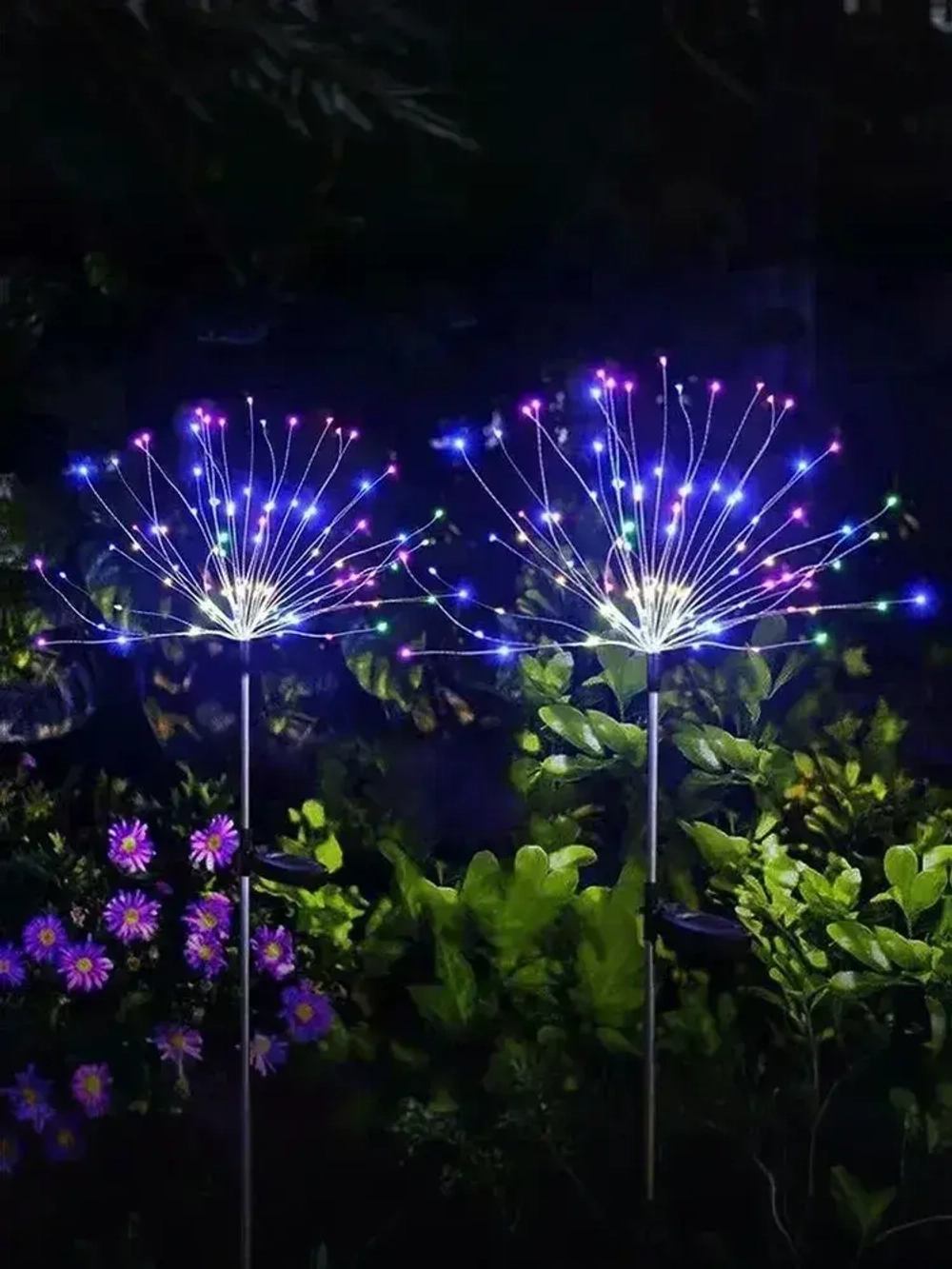 Уличный светильник на солнечной батарее Одуванчик радужный, комплект 2 шт.