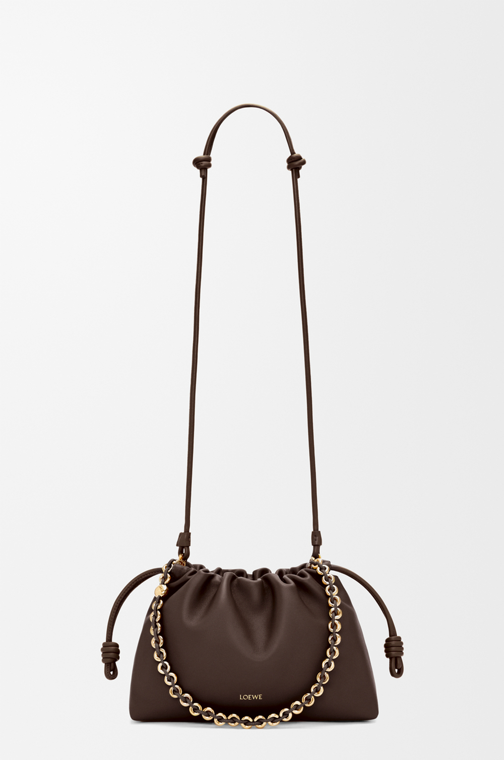 Loewe Сумка Flamenco среднего размера из мягкой кожи ягненка наппа, темно-каштановый