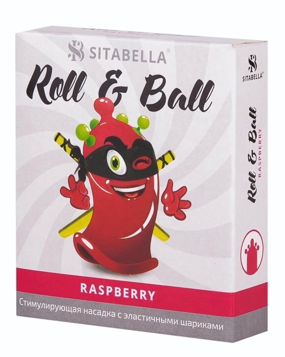Стимулирующий презерватив-насадка Roll & Ball Raspberry (Цвет: прозрачный)