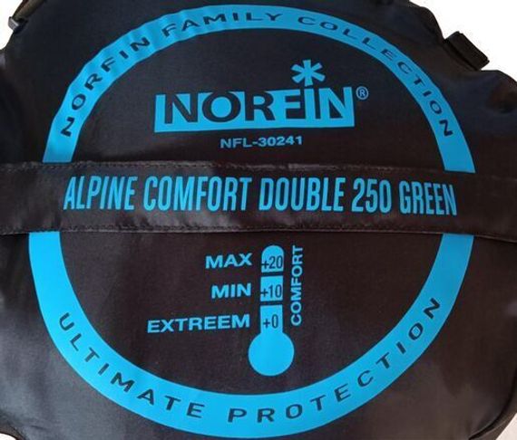 Мешок-одеяло спальный Norfin ALPINE COMFORT DOUBLE 250 GREEN