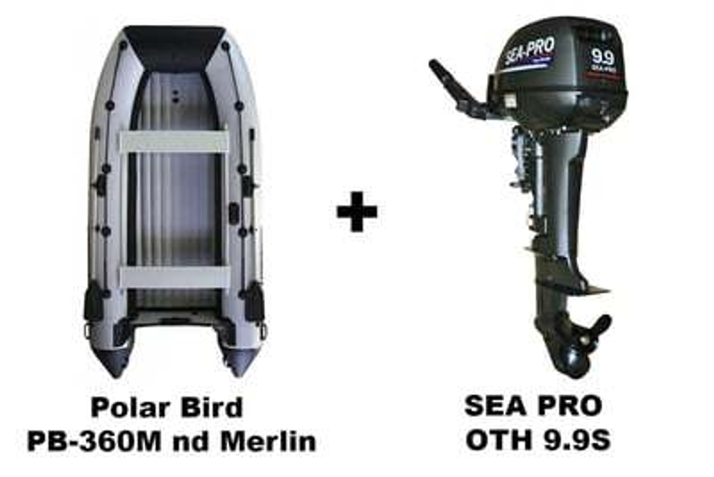 Лодка ПВХ Polar Bird PB-360M-nd Merlin (Кречет) + 2х-тактный лодочный мотор SEA PRO OTH 9.9S