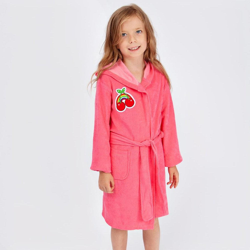 Халат (банный) для девочки M1191M-3/6 р.110 коралловый(Такро)