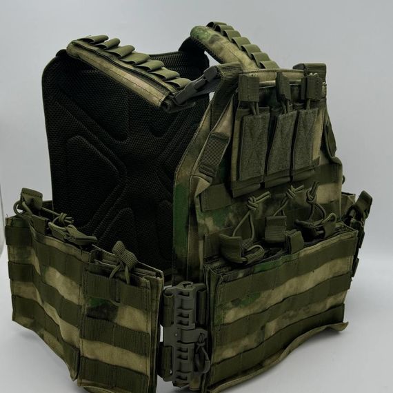 Жилет (плитник быстросъемный YAKEDA разгрузка) с подсумками на спине, мох