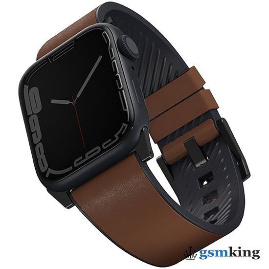 Uniq STRADEN Waterproof Leather/Silicone Strap for Apple Watch 42|44|45mm Brown