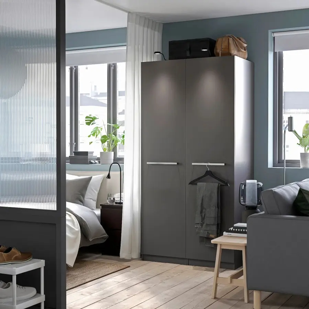 Дверь с петлями - FORSAND IKEA/ФОРСАНД ИКЕА, 195х50 см,  серый